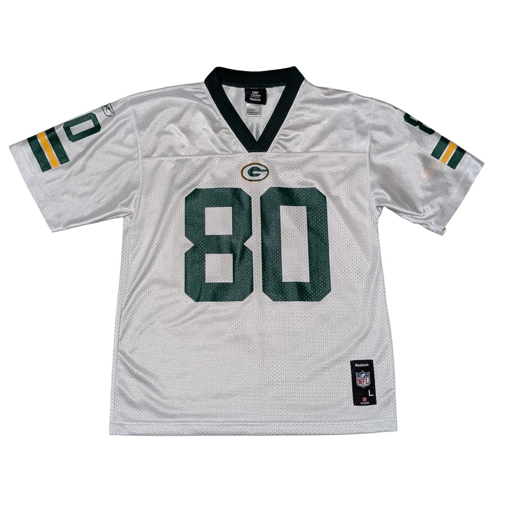 Reebok Jersey Kids L White Green Bay Packers Donald Driver 80 NFL Football Shirt